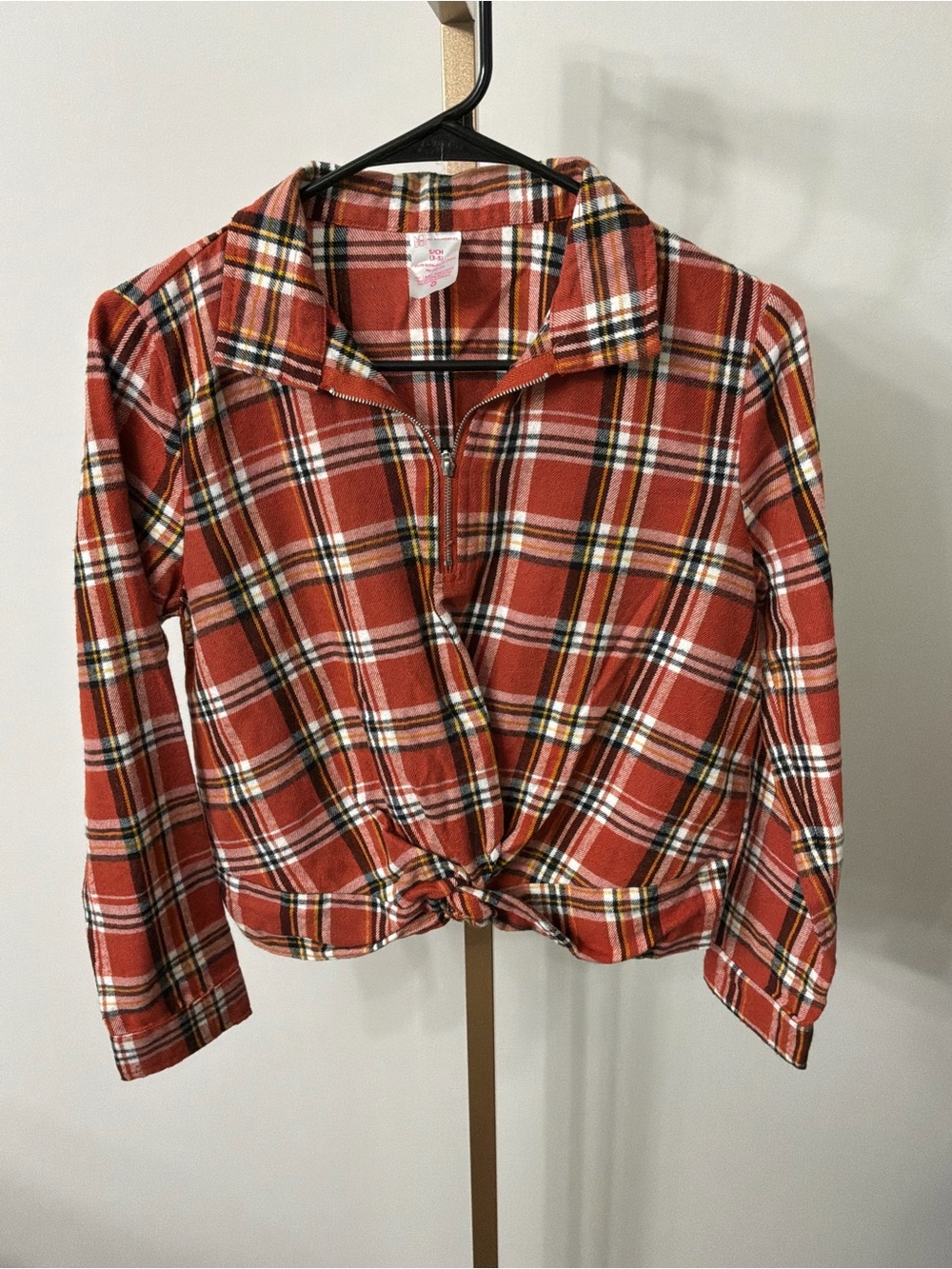 No Boundaries Red Plaid Quarter Zip Front Shirt Jacket